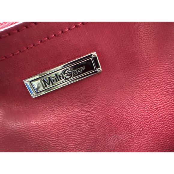Multisac Red Maroon Faux Leather Mini Backpack Purse - Picture 2 of 16